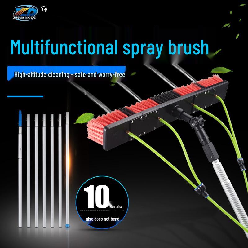 Portable Telescopic Solar Panel Cleaning Brush with Water Flow