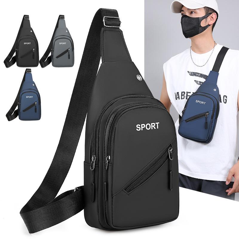 New Men's Business Solid Color Chest Bag Multi Functional Sports Outdoor Leisure Shoulder Bag Messenger Bag Waterproof