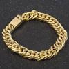 12mm Mesh Gold Plated Stainless Steel Curb Cuban Link Chain Bracelet Jewelry Gold Chain Chain Bracelet Chain Line