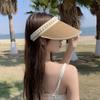 Women'S Summer New Fresh Beach Hat With Pearls Open Top Sun Hat Fashionable Raffia Straw Hat