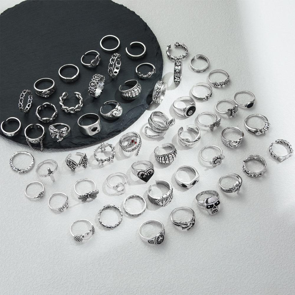 IPARAM Vintage Silver Color Ring for Women Men Snake Heart Butterfly Angel Finger Rings Fashion Jewelry Gift