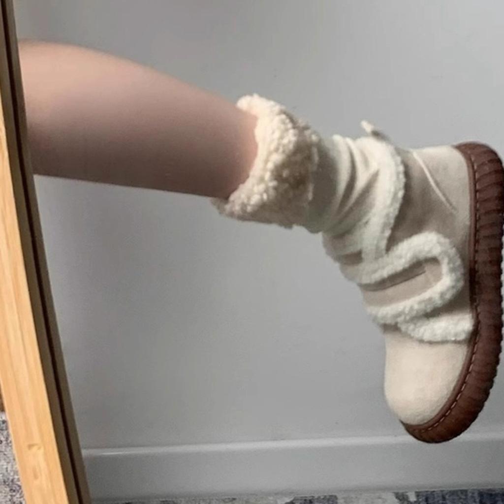 Retro Velcro velvet warm snow boots fashionable versatile casual snow boots winter short boots cotton shoes women