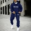 Mens Casual Hooded Tracksuit Set Fleece Lined Loose Fit Printed Streetwear Teens Young Adults