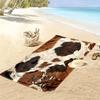 Name Custom Cow Leopard Pattern Print Beach Towel, Large Soft Quick Dry Towel for Beach Camping Swimming