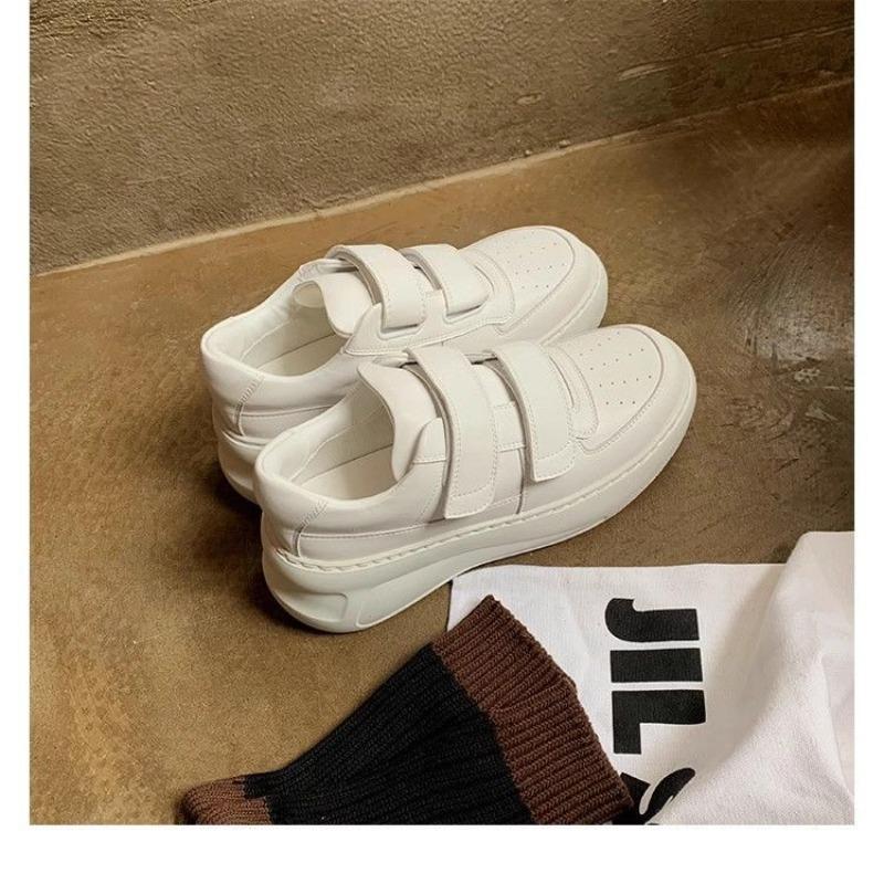 Ma Sichun 6cm Thick-soled Heightening Little White Shoes Women's Light and Breathable Smiley Face Velcro Sports and Leisure Board Shoes