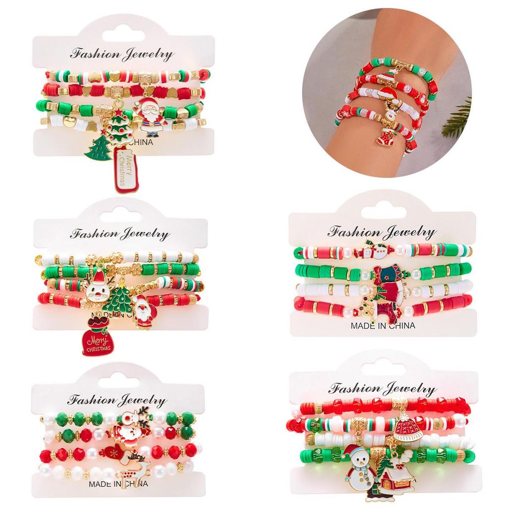 Festive Santa & Reindeer Bracelet and Glove Set