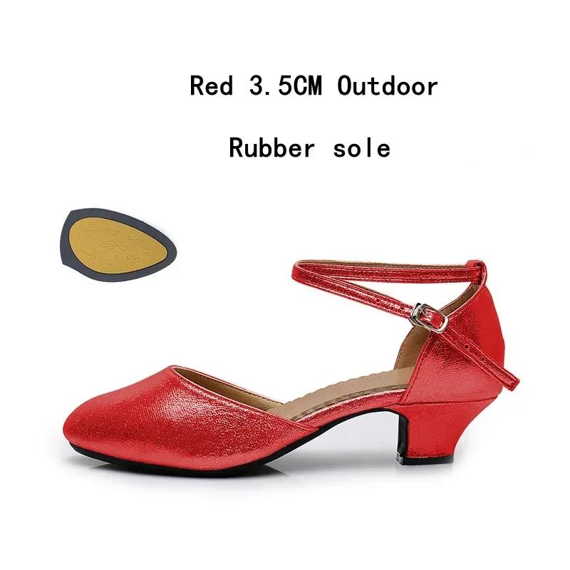 Zapatos Estándar para Mujer Nuevos Zapatos de Baile de Salón para Mujer con Perlas Punta Cerrada Zapatos de Salsa Suela Blanda de Goma Tacones Bajos para Danza Moderna