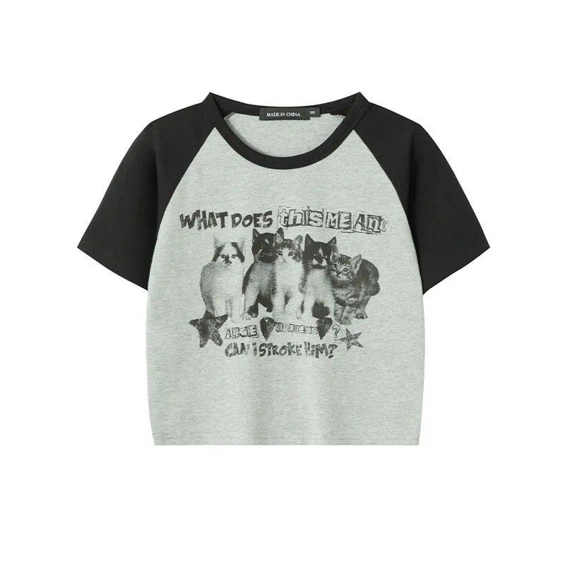 Women T-Shirt Y2k Print Slim Graphic Summer Korean Fashion Harajuku Streetwear