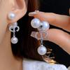 Elegant Pearl and Cubic Zirconia Stud Earrings: Versatile Two-Way Style for a Chic and Fashionable Look
