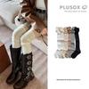 Lazy Style Over-the-Knee Women's Socks: Autumn/Winter White & Grey Scrunch, Thigh-High, Calf Boot Socks, Cotton, Japanese JK Style.