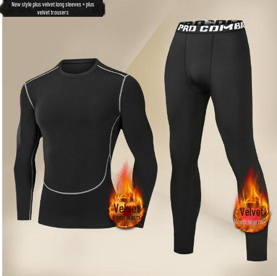Pánský termoprádlový oblek z německého sametu - Zimní sporty odolné proti chladu, Zesílené běžecké legíny a kalhoty.