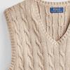 Polo Ralph Lauren Jednofarebná bavlnená vesta s káblovaným úpletom Pánske vrchné oblečenie Prírodná-béžová MNPOSWEICM20019101