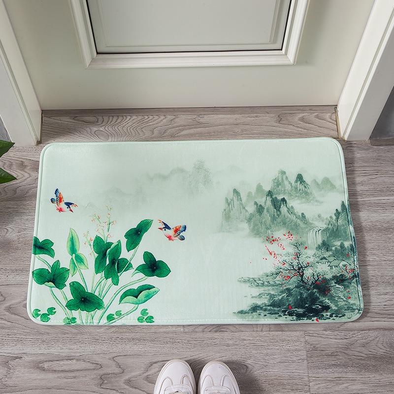 Pink Lotus Flowers Pattern Small Carpet Floor Doormat Non-Slip Soft Modern Stylish for Living Room Entrance Bedroom Decoration