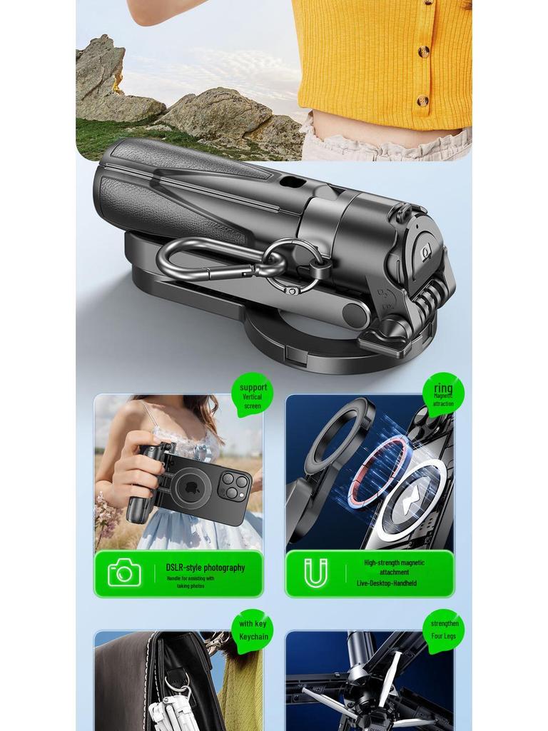 New P15C Magnetic Selfie Stick with Bluetooth Remote – Portable Travel Stand for Photos & Live Streaming