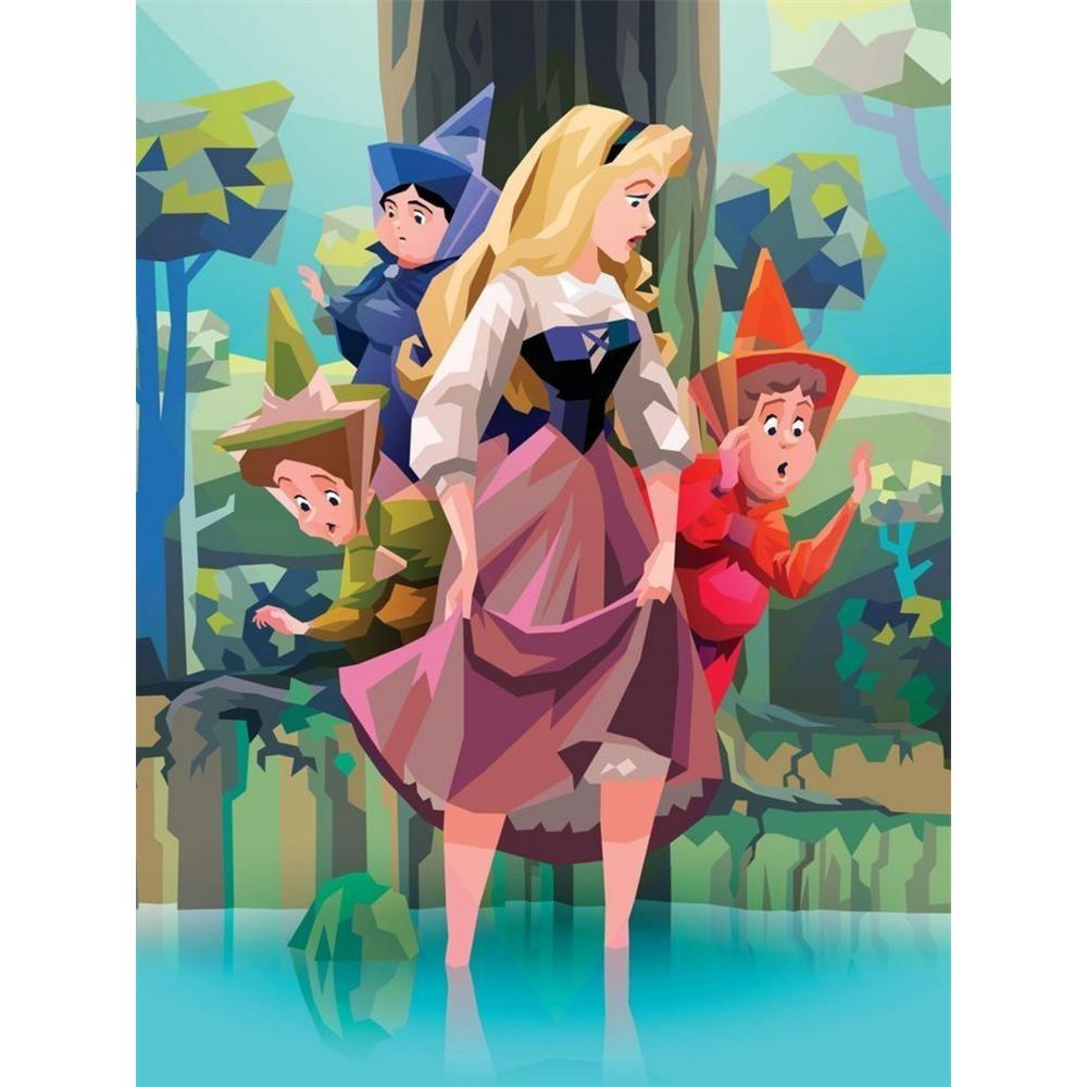 

Disney Diamond Painting 5D DIY Sleeping Beauty Low Poly Style Fan Art Illustration Art Mosaic Embroidery Decoration Cross Stitch Gift Round 20x30cm