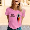 Womens Casual Crew Neck Short Sleeve Pullover T Shirt Letter Print Top Loose Fit Comfortable Supporter Tee for Sports Events Daily Wear