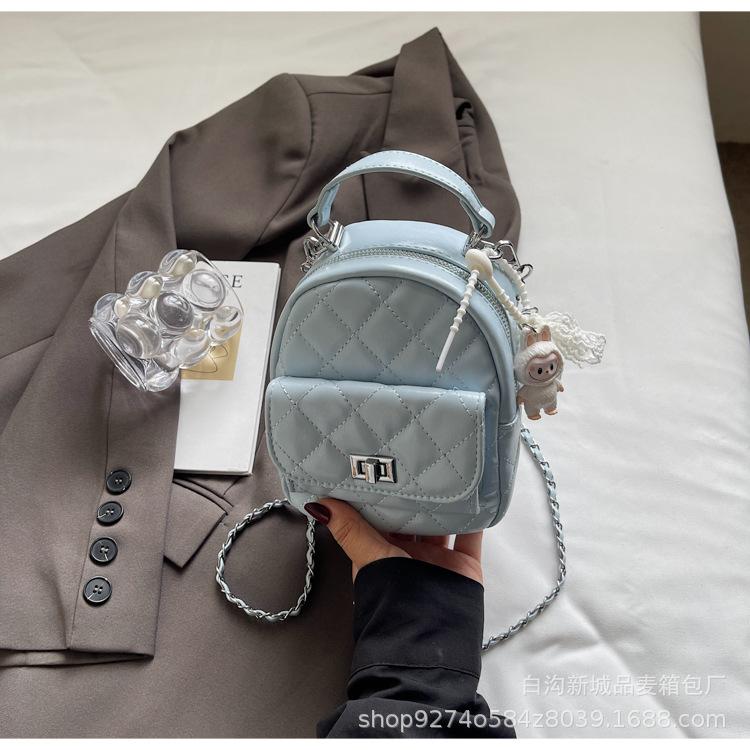

Korean version niche backpack women s 2025 new college style handbag fashion diamond multi-purpose messenger bag синий