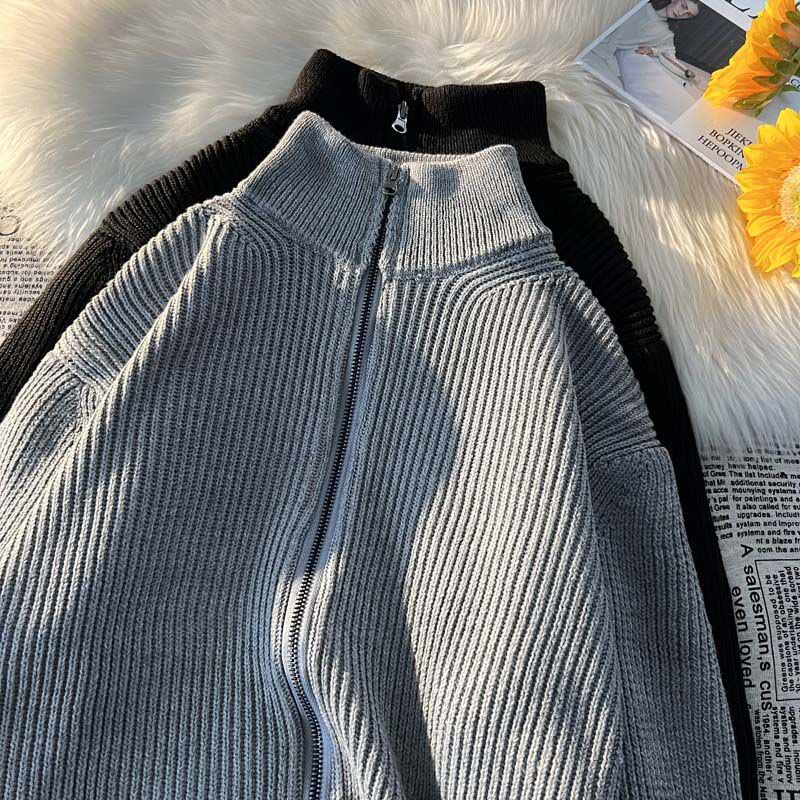 Thickened Jacket for Women Fall Warm Comfortable Loose Knitted Cardigan Zipper Sweater Casual Versatile Outside Wear Warm Jacket