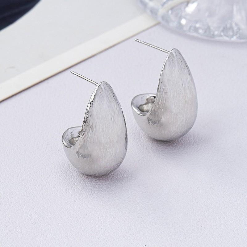 Minimalist Waterdrop Earrings Women Sterling Post With Real Gold Plating Matte Brushed Finish Lightweight Elegant