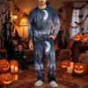 Men's Halloween Pajama Set Long Sleeve Long Pants with Crotch Buttons and Elastic Drawstring Waist