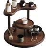 3-Tier Round Wooden Shelf Perfume Organizer Walnut Desktop Storage Rack Cosmetic Display Stand for Vanity Jewelry Skincare Cup