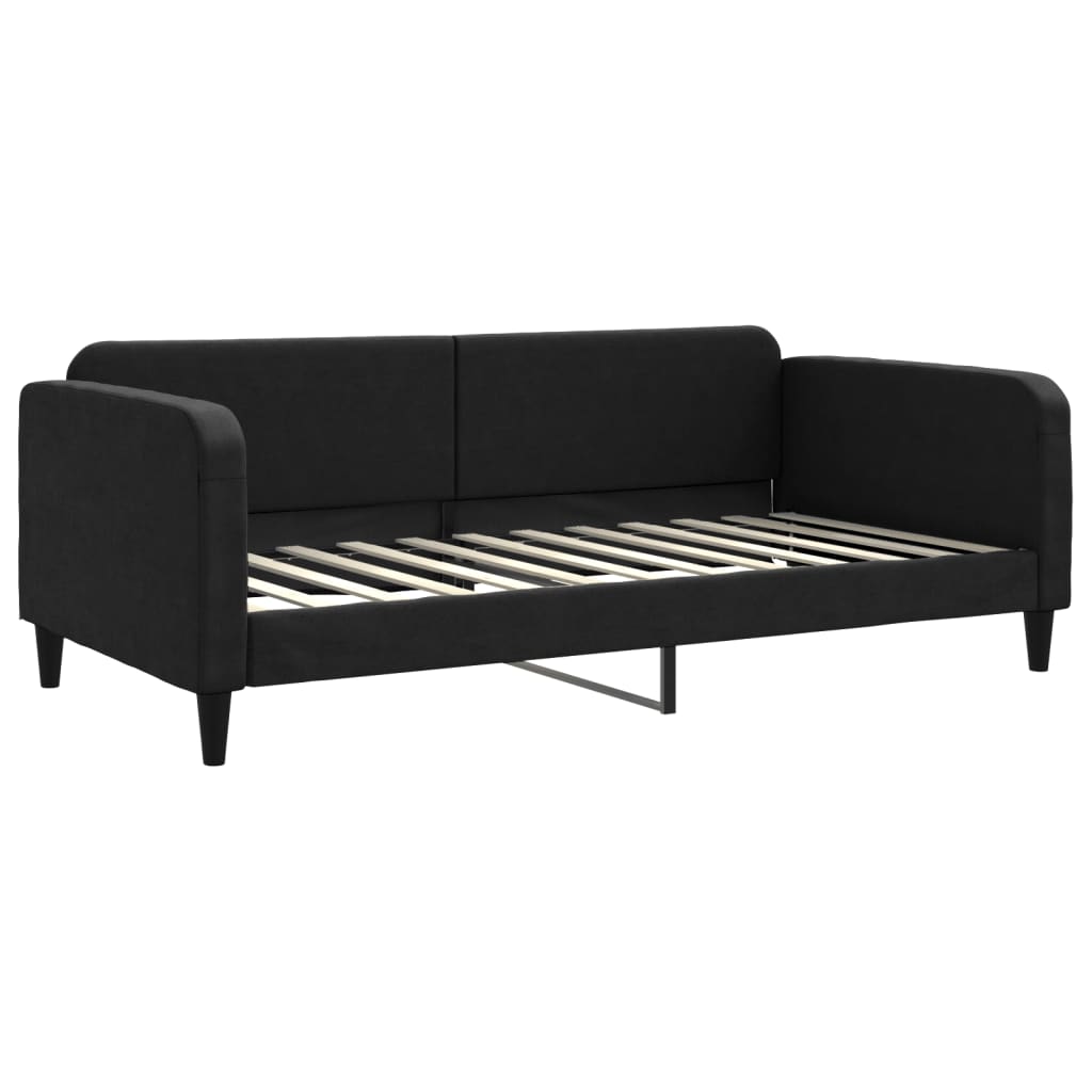 Vidaxl Sofa Rozsuwana Z Szufladami, Czarna, 100X200 Cm, Tkanina