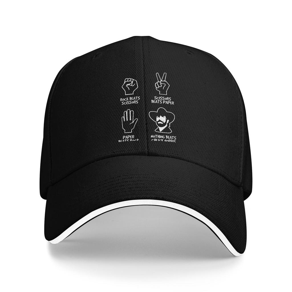 Rock Paper Scissors Chuck Norris Baseball Caps Vintage Sandwich Hat for Men Women Adjustable Sun Cap Running Golf