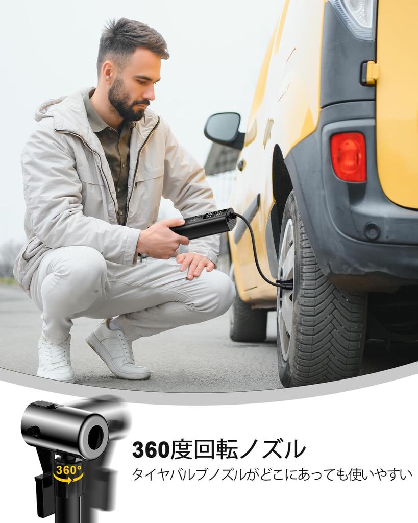 Portable Cordless Tire Compressor for Cars and Customizable Air Automatic Maximum Pressure 150 Multifunctional Electric Air Compressor for and