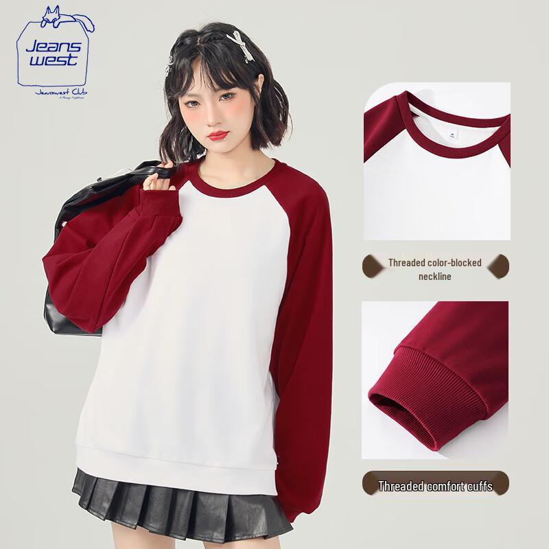 JEANSWEST CLUB Women's Loose Fit Raglan Round Neck Hoodie