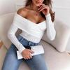 European & American Women's Sexy Off-Shoulder Long-Sleeve T-Shirt Top - 2024 Autumn/Winter Fashion