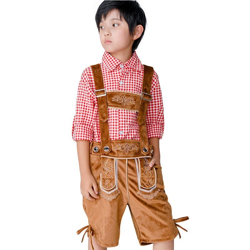 New Parent-child Checkered Beer Suit Suspender Pants Munich Oktoberfest Suit Bar Overalls