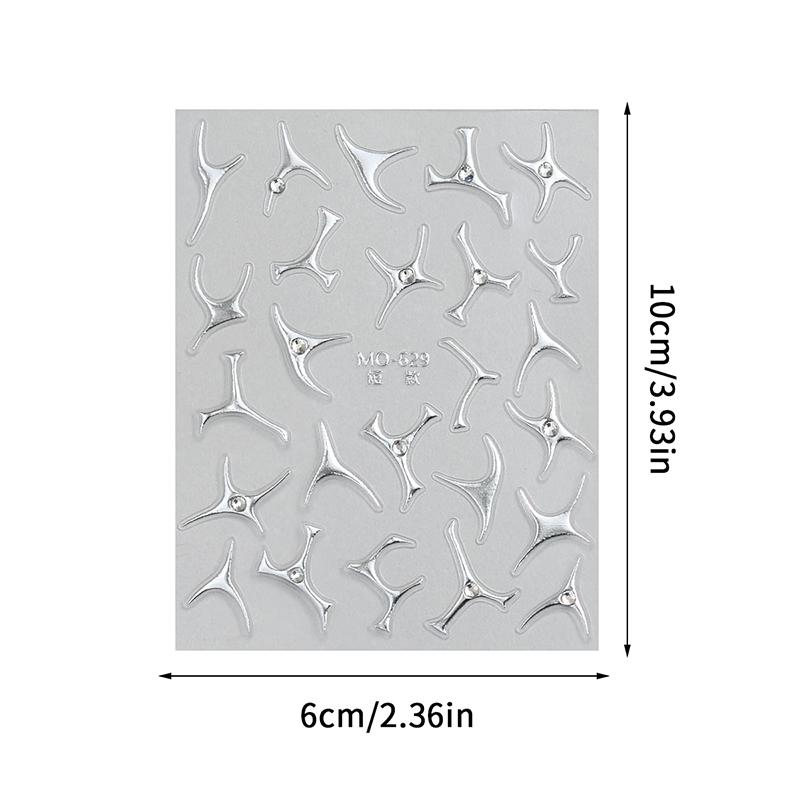 Irregular Bronzing Lines French Nail Art Stickers Silvery Graffiti Stripe Design Self Adhesive Decals Geometry Line Sliders