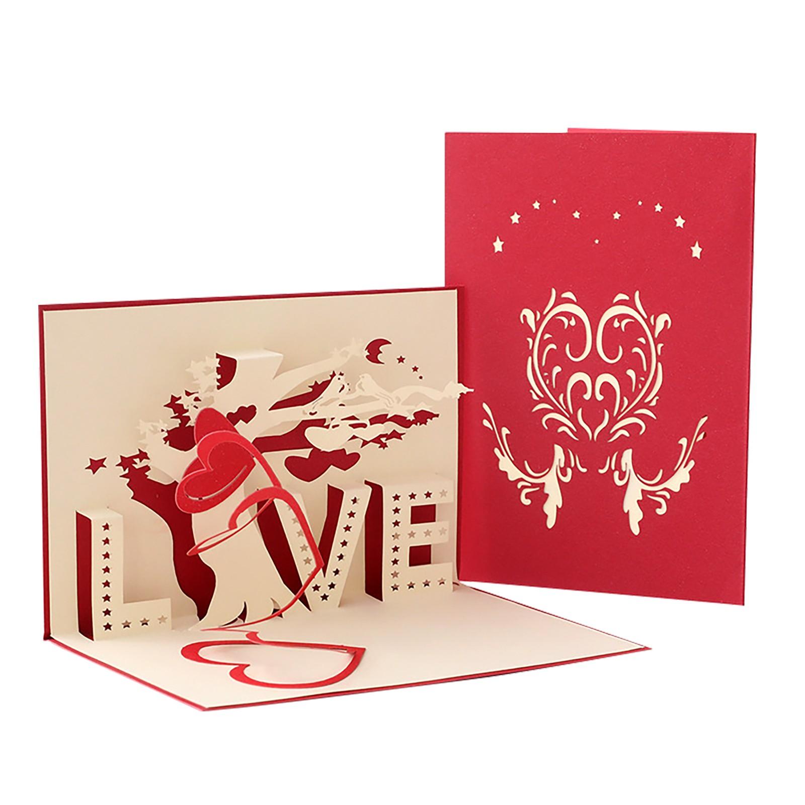 

Трехмерная поздравительная открытка на День святого Валентина Подарочная открытка с благословением красный