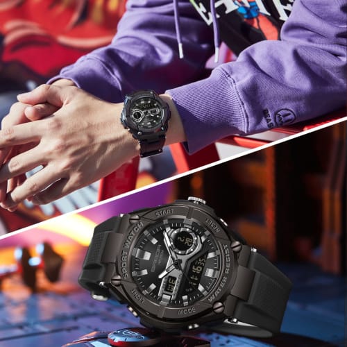 RORIOS Men's Digital Quartz Watch with Day Display, Multi-Function, Luminous Display, Lightweight, Waterproof, Perfect for Work, Exercise, and Busines