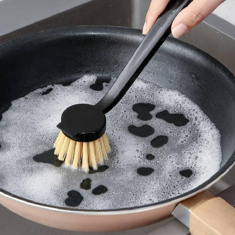 Handle Long Dish Brush Nonstick Pans Kitchen Utensil Cleaning Durable Plastic