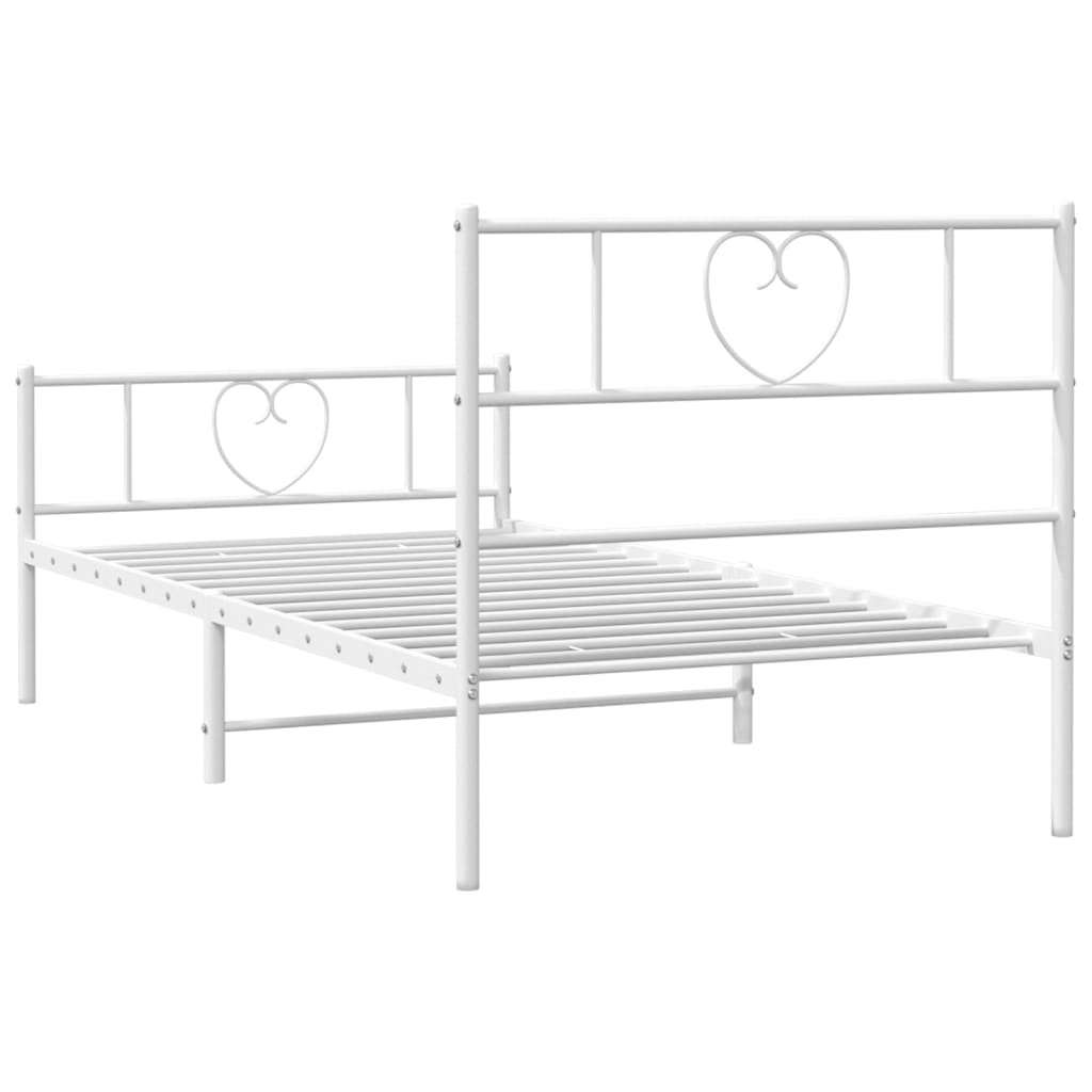 Vidaxl Metal Bed Frame with Headboard and Footboard, White, 80X200 Cm