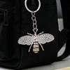 Fashion Purse Decoration Rhinestone Bee Keychain for Women, Bing Alloy Car Decorative Backpack Accessory Key Ring, Accessories Handbags Backpacks