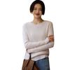 Women's 100% Wool Knit Sweater: Classic Round Neck Pullover for Autumn/Winter