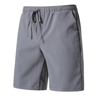 2024 Men's Casual Japanese-Style Cotton & Linen Drawstring Shorts - Solid Color, Lightweight, Youthful Design