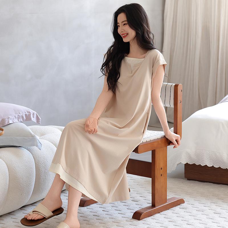 2026 Women s Casual Sleeveless Nightgown with Built-in Bra M