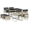 VidaXL Garden Dining Set and Cushions 9 Pcs Light Grey Rattan 3278086