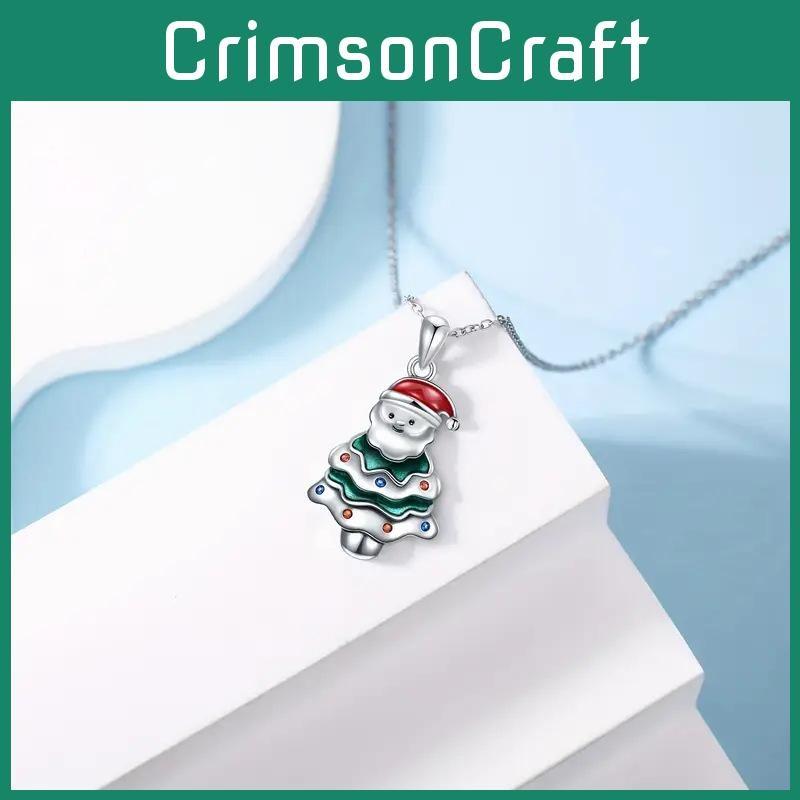 Christmas Santa Geometric Pendant Necklace Inlaid Alloy Holiday Celebration
