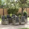 Garden Dining Set 7 pcs Light Grey Poly Rattan