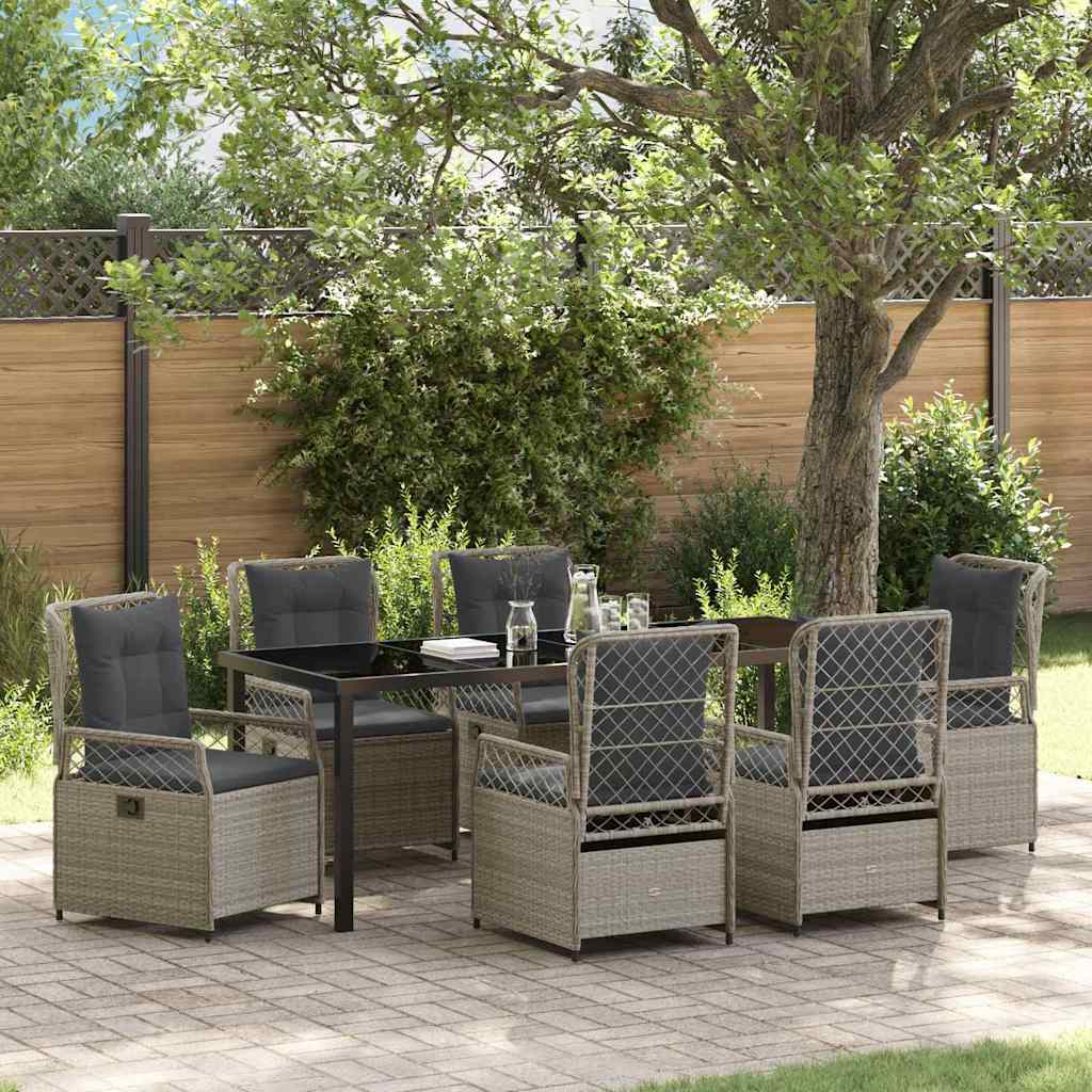 Garden Dining Set 7 pcs Light Grey Poly Rattan