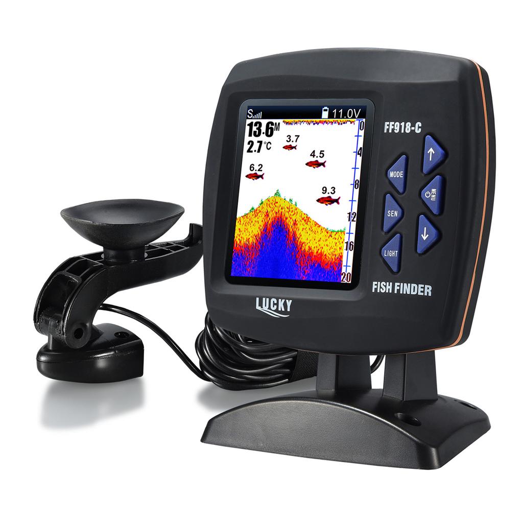 Fish Finder Wireless Sonar Sensor Fishing Depth Finder Locator Fishfinder with Wired Transducer for Boat Kayak Fishing