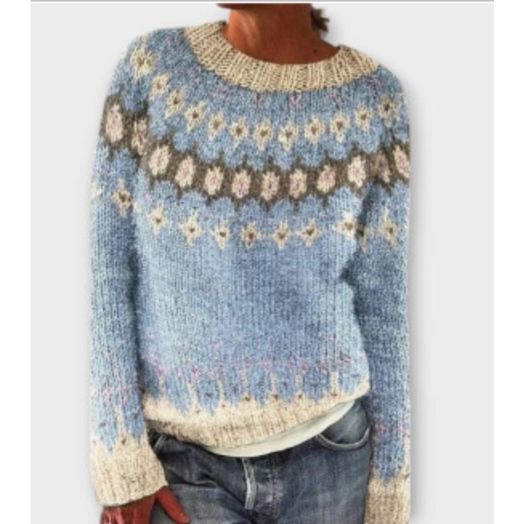 Pull, Femme, Col Rond, Bloc de Couleurs, Coupe Ample, Pull-over, Pull Tricoté, Chaud, Haut Décontracté