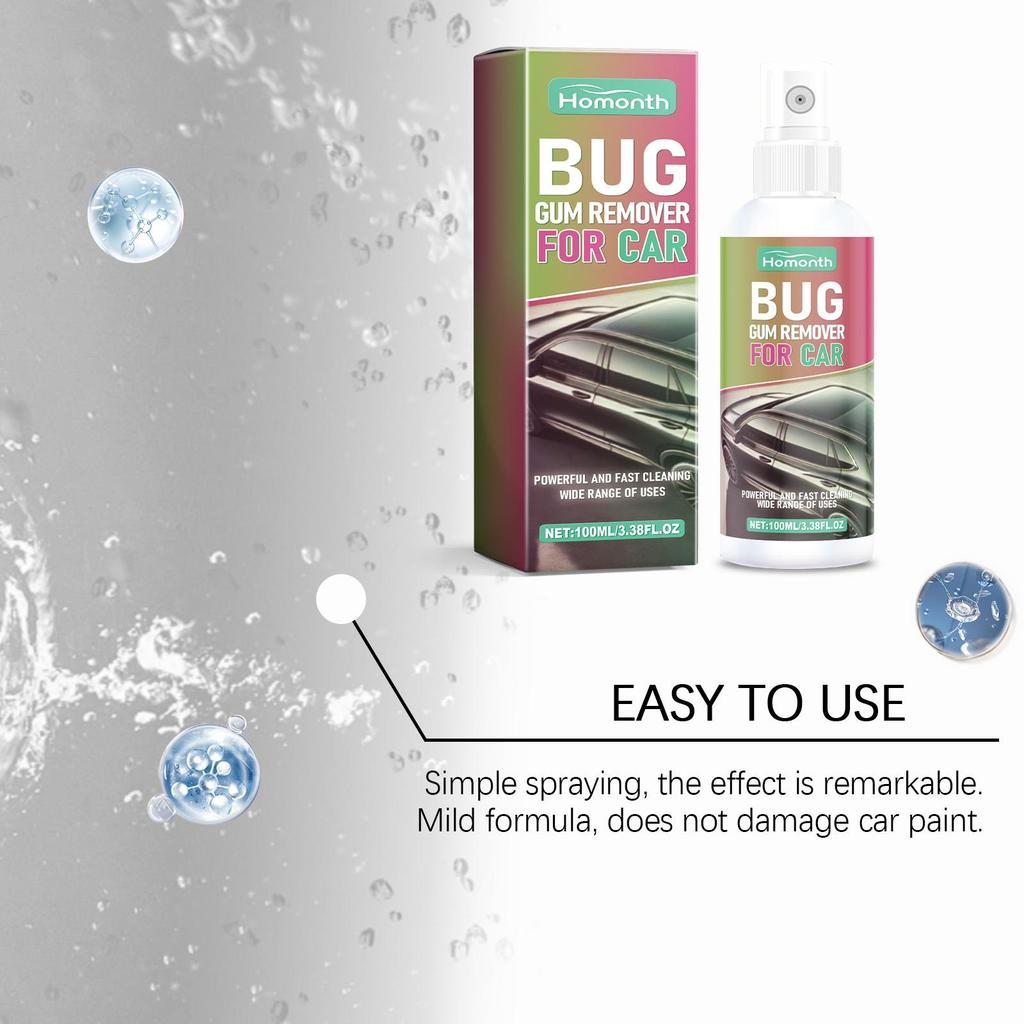 Homonth Bug & Gum Remover for Car - Fast Acting Cleaner for Insect Residue, Bird Droppings, Tree Sap & Tar, Safe for Paint & Glass (100ml)