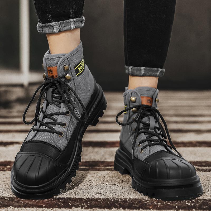 Shell Head Canvas Tall Shoes Platform Roman Recreational Motorcycle Boots Hiking Shoes