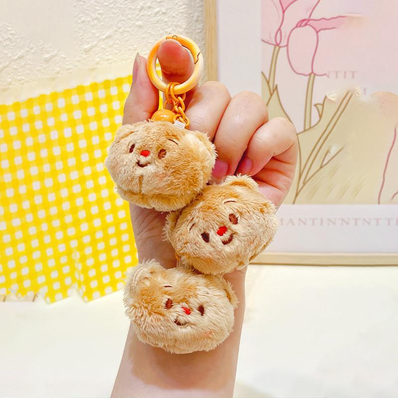 Sweet Cream Cartoon Bear Plush Keychain Colorful Accessory For Keyrings And Bags