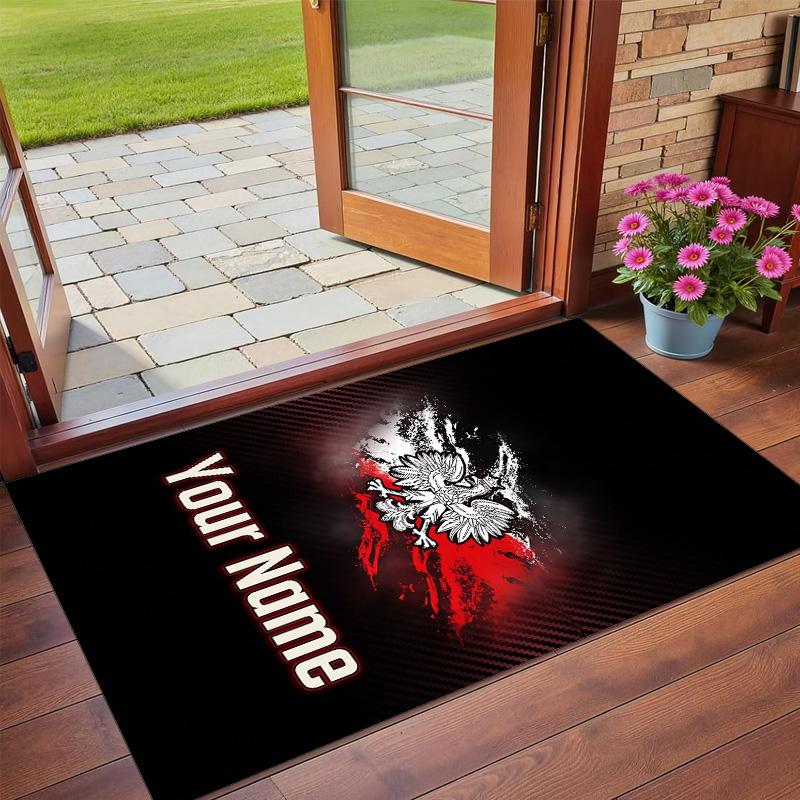 Crystal Velvet Rug Custom Name Text, Soft Non Slip Floor Mat Home DecorPoland